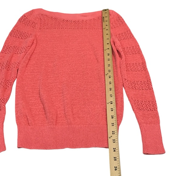 LOFT Coral Knit Boatneck Open Weave Sweater Top - Women’s XS - Picture 4 of 12